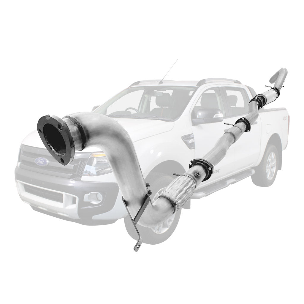 FD340-RCSS Ford Ranger PX 3.2L 3.5 inch stainless turbo-back exhaust with cat and fake muffler