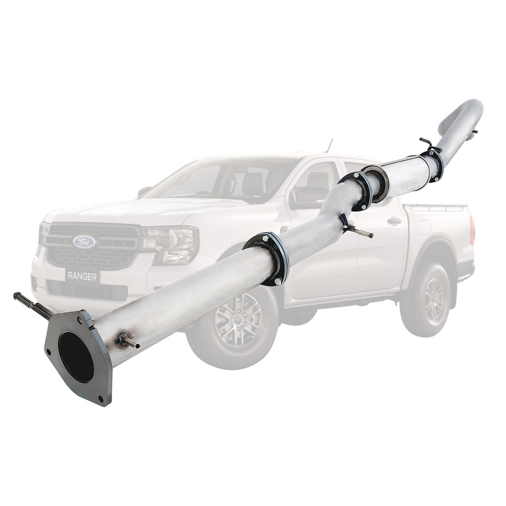 FD355-RPSS Ford Ranger Next Gen 3L V6 3.5 inch stainless DPF-back exhaust with fake muffler only