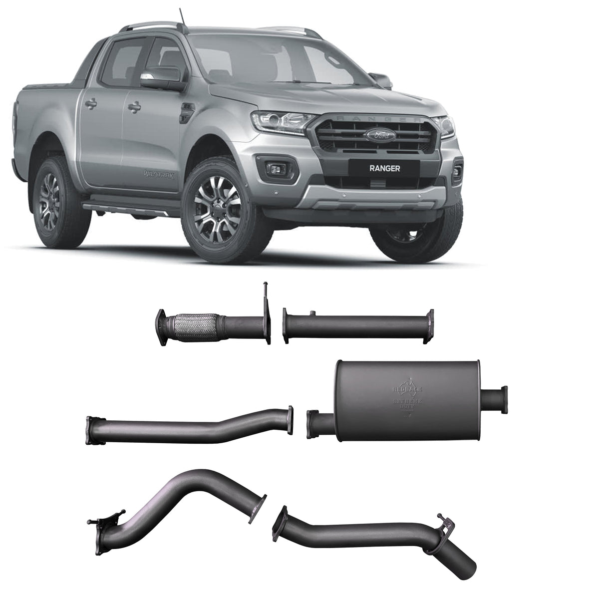 Redback 3-inch DPF-Back, Large Muffler – Ford Ranger 2.0L Bi-Turbo | FRX22600-PM
