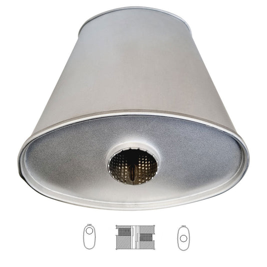 H643GPB — 11" x 6" Offset/Centre Configurations Mufflers | Aluminised | Select Your Size Length and Internal Options