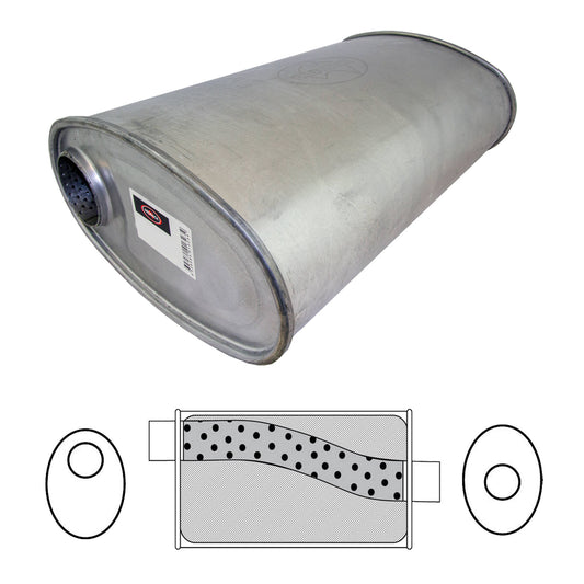 Redback 2 1/4" Megaflow Muffler – 18" Offset/Centre | H643M