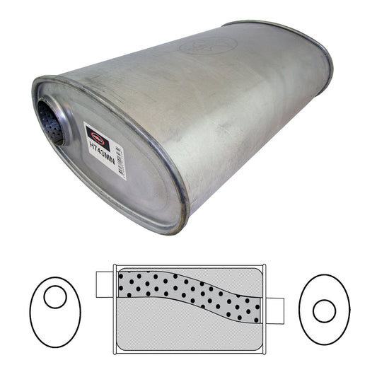 Redback 2 1/2" Megaflow Muffler – 18" Offset/Centre | H743MN