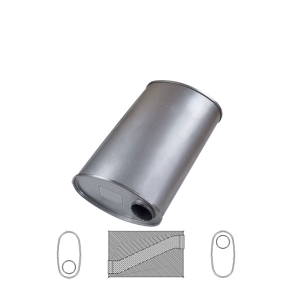 H844MN — 11" x 6" Offset/Offset Configurations Mufflers | Aluminised | Select Your Size Length and Internal Options