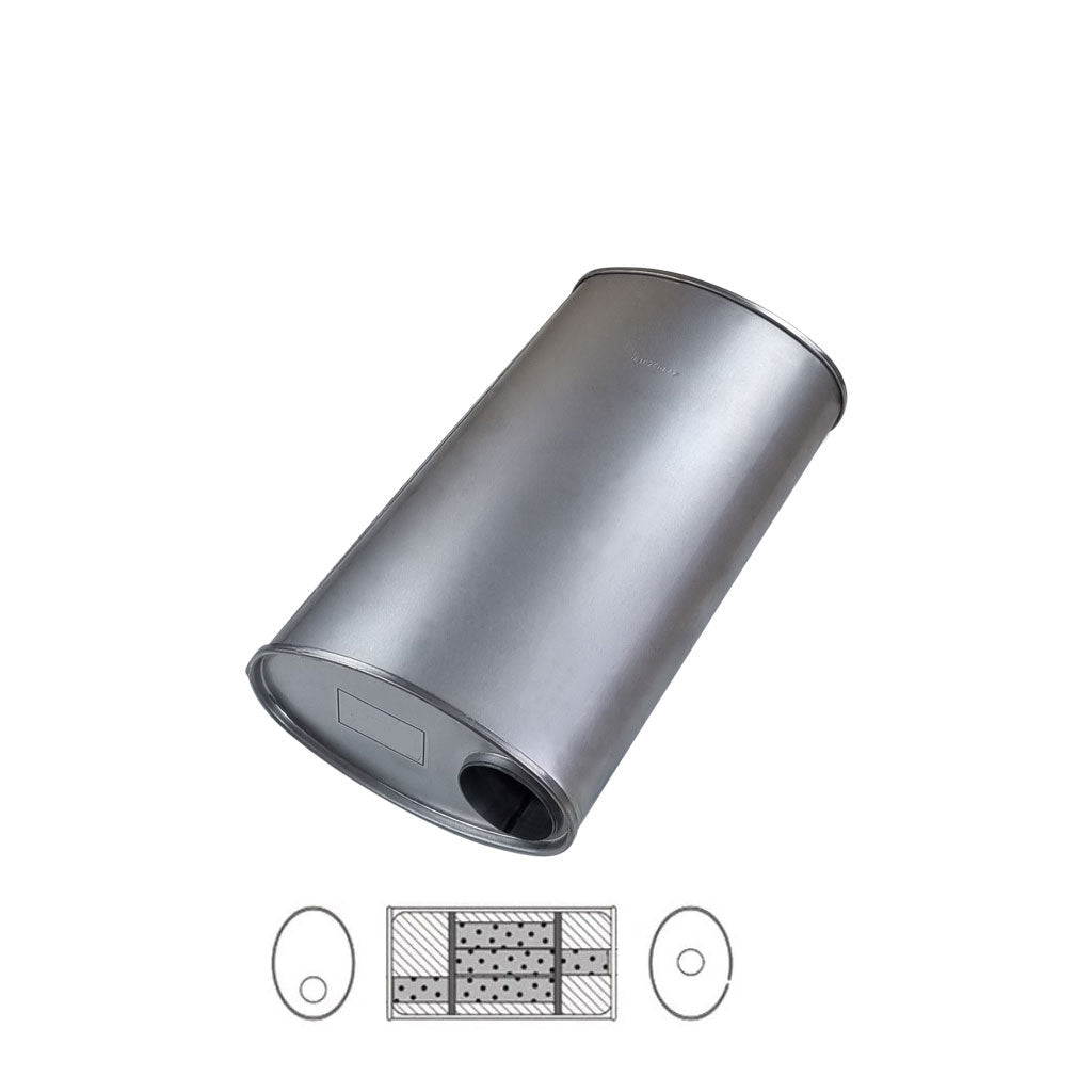 H847GPN — 11" x 6" Offset/Centre Configurations Mufflers | Aluminised | Select Your Size Length and Internal Options