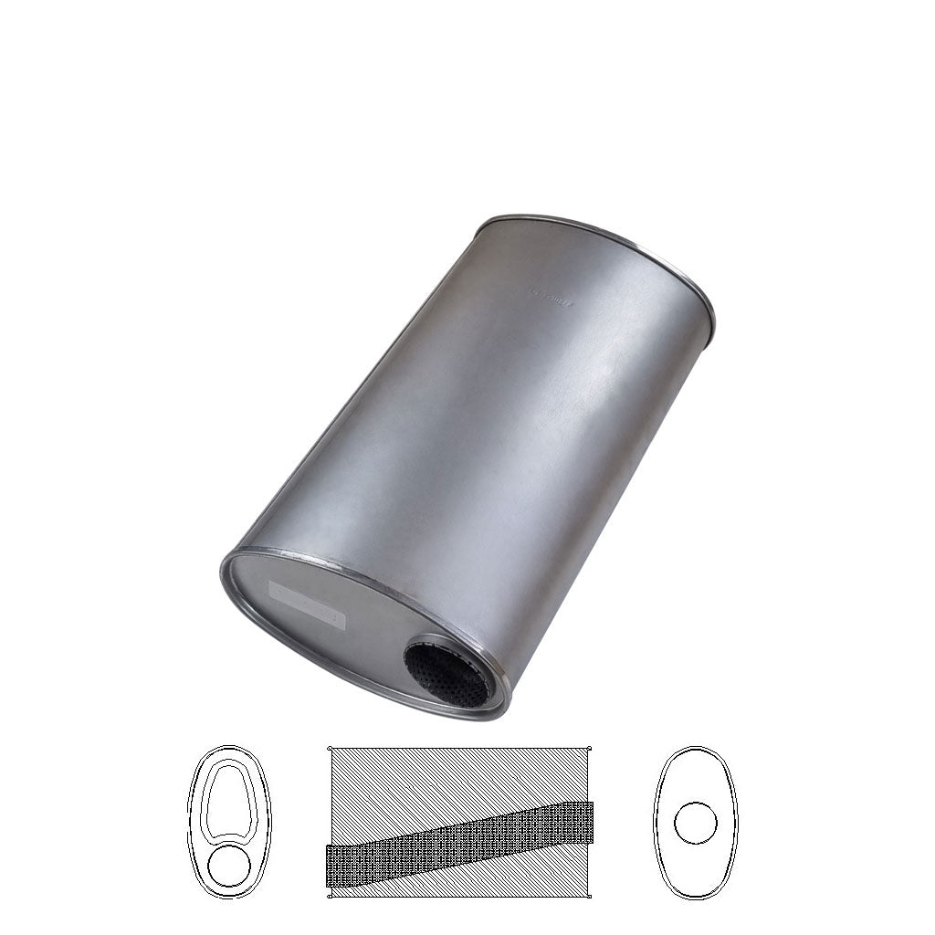 H847MN — 11" x 6" Offset/Centre Configurations Mufflers | Aluminised | Select Your Size Length and Internal Options
