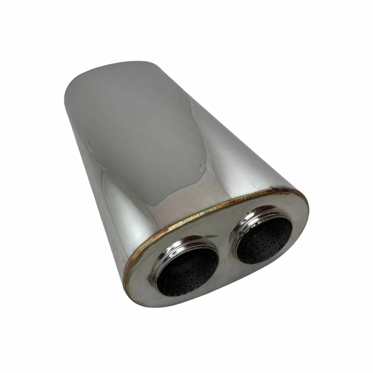 Redback 3.5" Inlet Twin 3" Outlet Stainless Performance Oval Muffler - 10" x 6" Barrel, 20" Long | H947GPZ