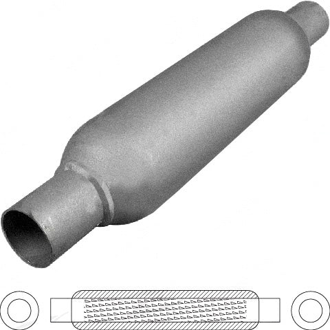 Redback 2 1/2" Louvred Hotdog Resonator – 10" | HD10250