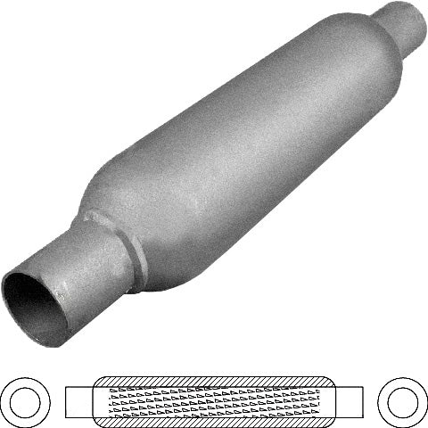 Redback 2 1/2" Louvred Hotdog Resonator – 12" | HD12250