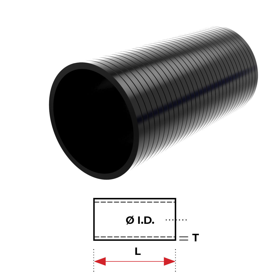 Redback Silicone Hose (3") Straight (Black) | HSS075B