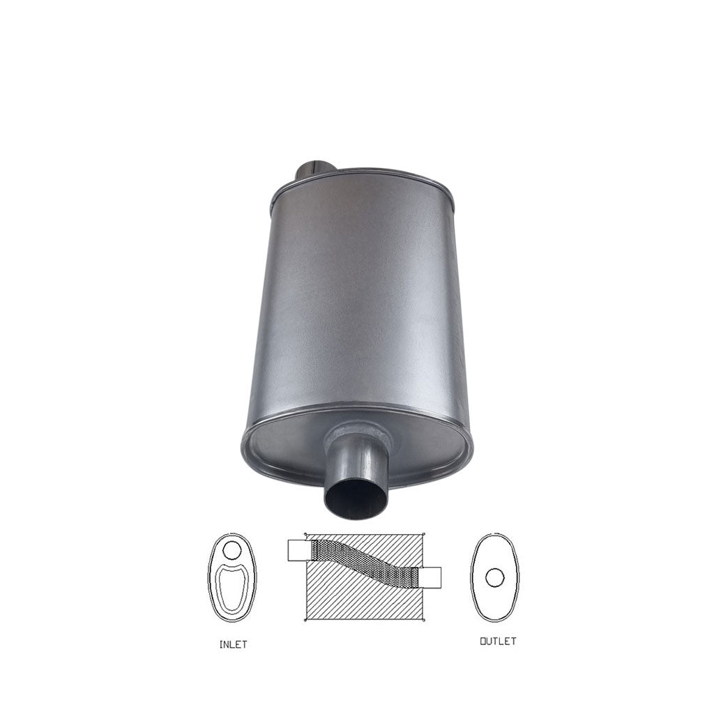J527M — 8" X 4" OVAL - 14" LONG O/C 2" MEGA FLOW