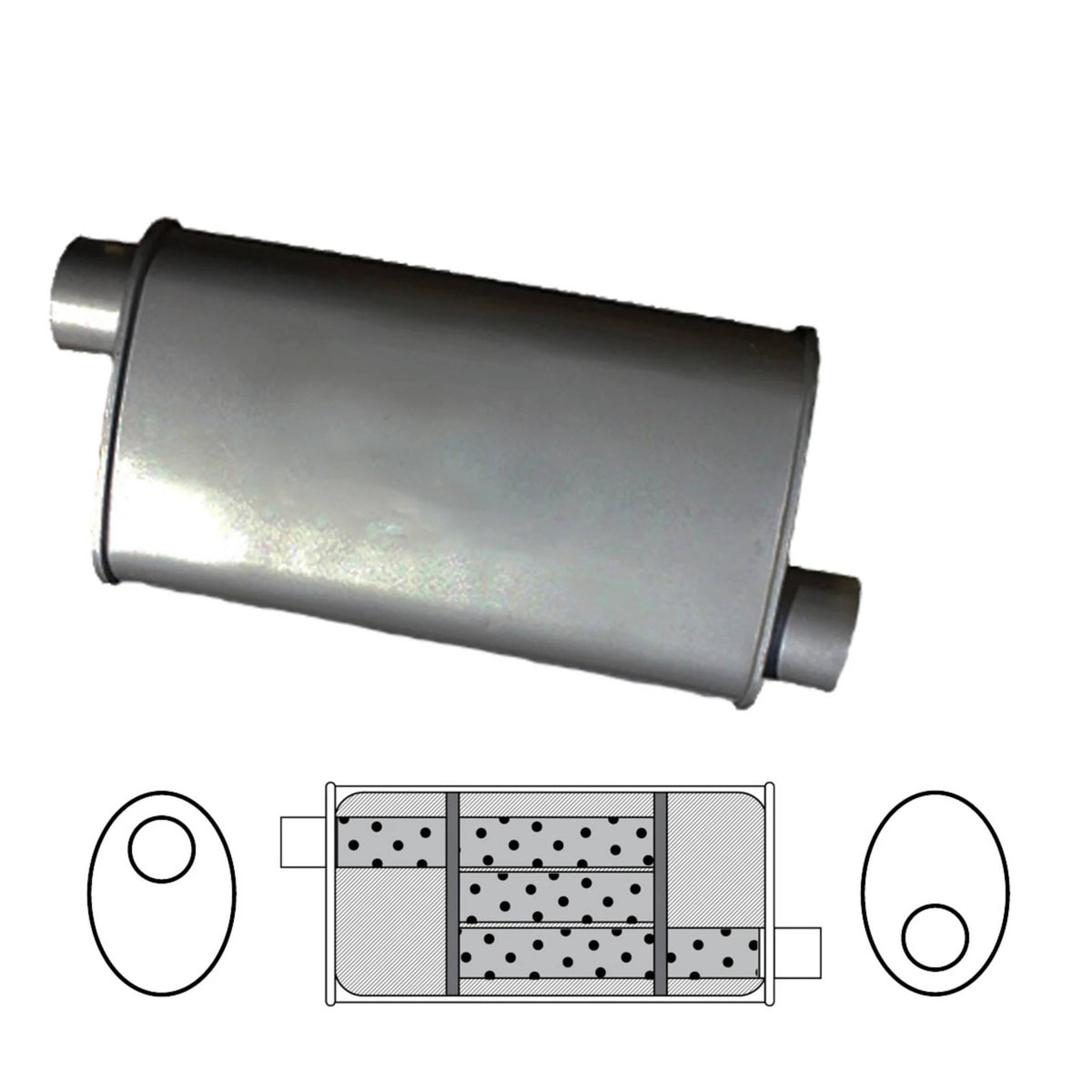 Redback 2" Triflow Muffler – 14" Offset/Offset | J528