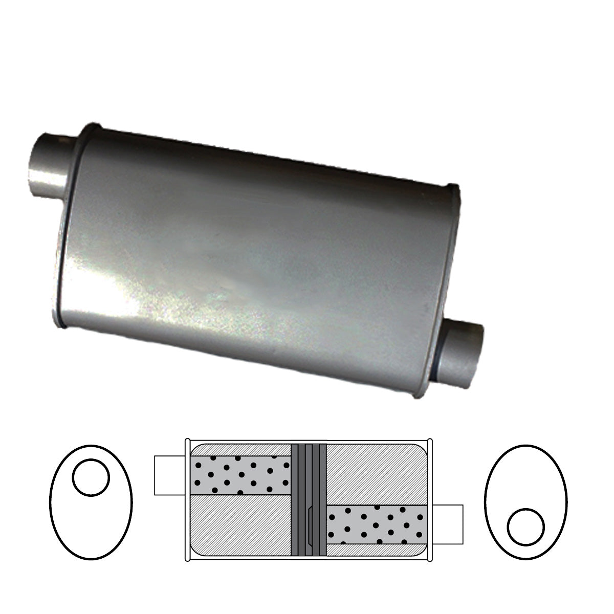 Redback 2" Baffled Muffler – 16" Offset/Offset | J536GPB