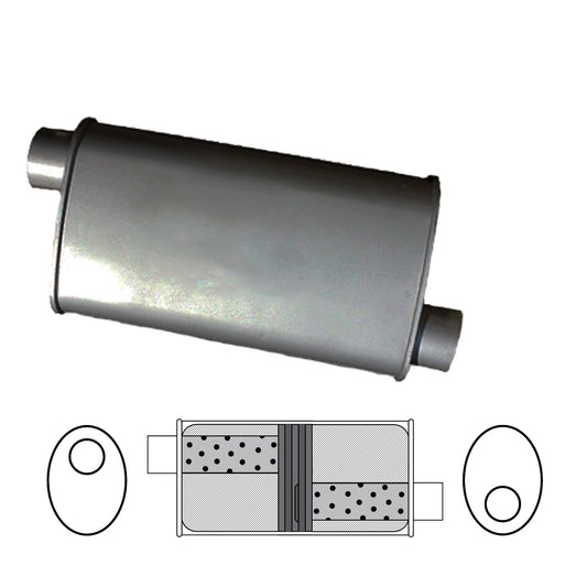 Redback 2" Baffled Muffler – 16" Offset/Offset | J536GPB