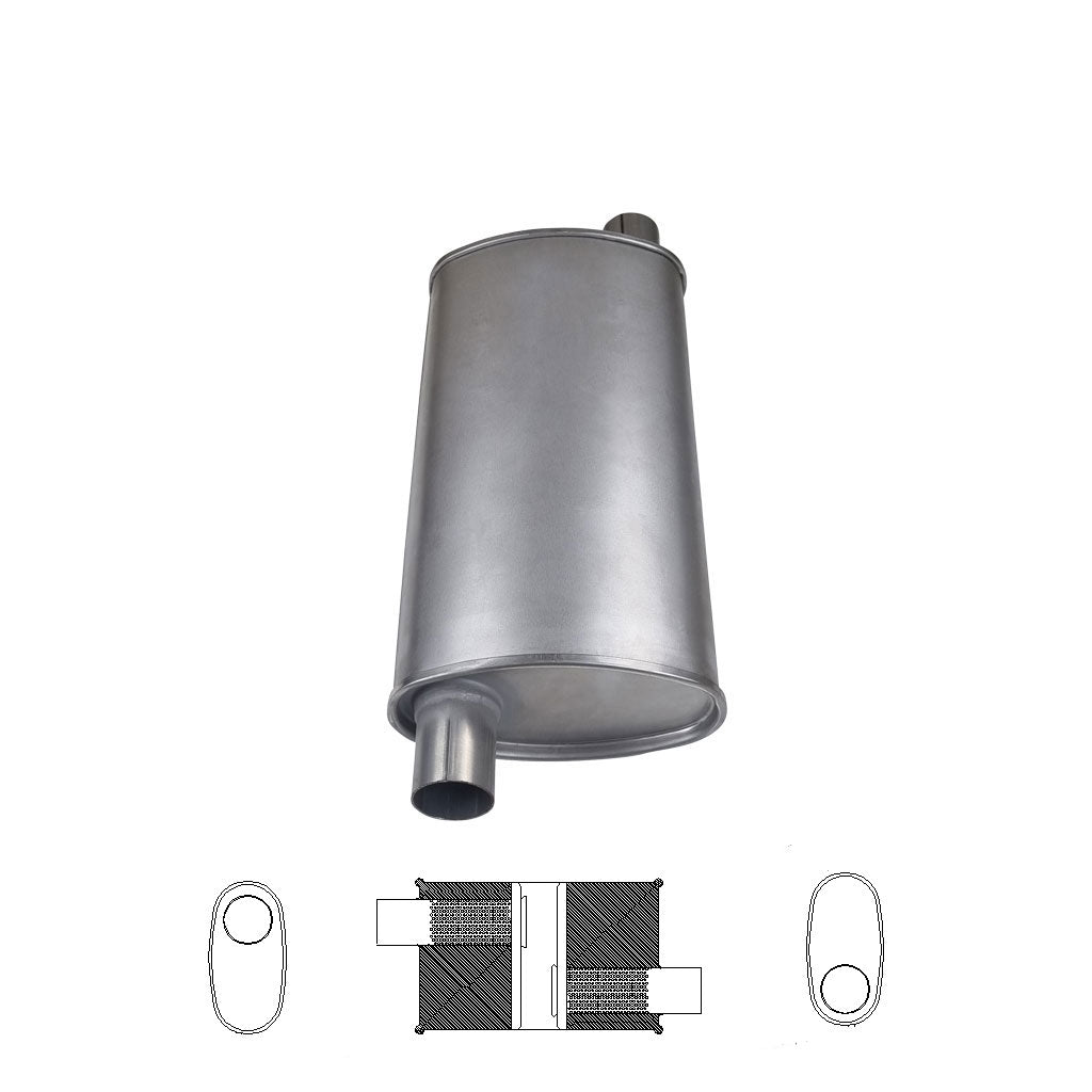 J536GPC — 8" x 4" Offset/Offset Configurations Mufflers | Aluminised | Select Your Size Length and Internal Options