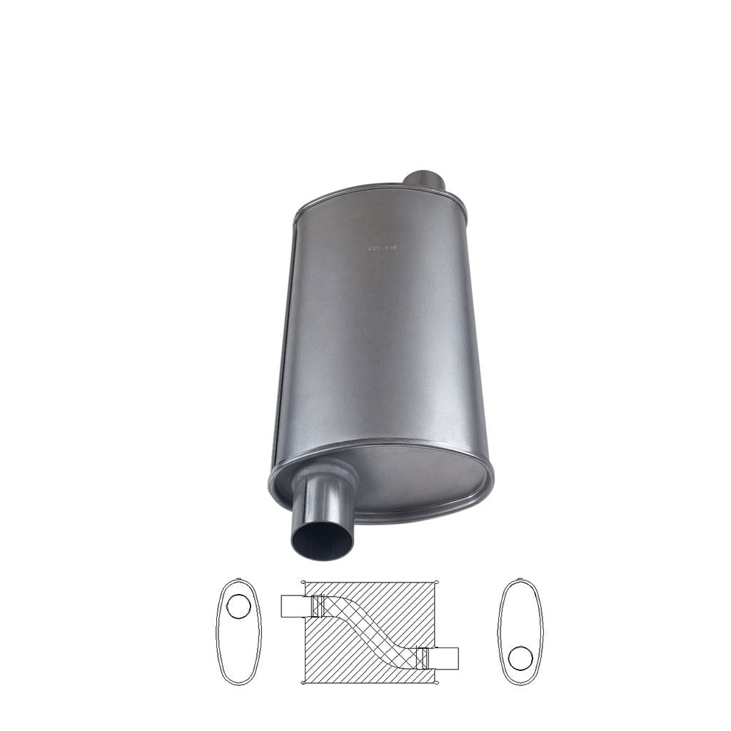J536M — 8" x 4" Offset/Offset Configurations Mufflers | Aluminised | Select Your Size Length and Internal Options