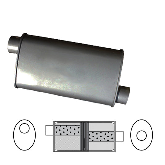 Redback 2 1/4" Baffled Muffler – 14" Offset/Centre | J627GPB