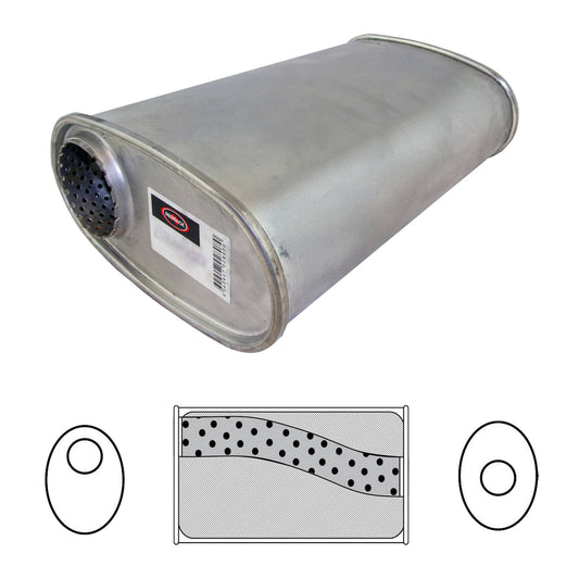 Redback 2 1/4" Megaflow Muffler – 14" Offset/Centre | J627MN