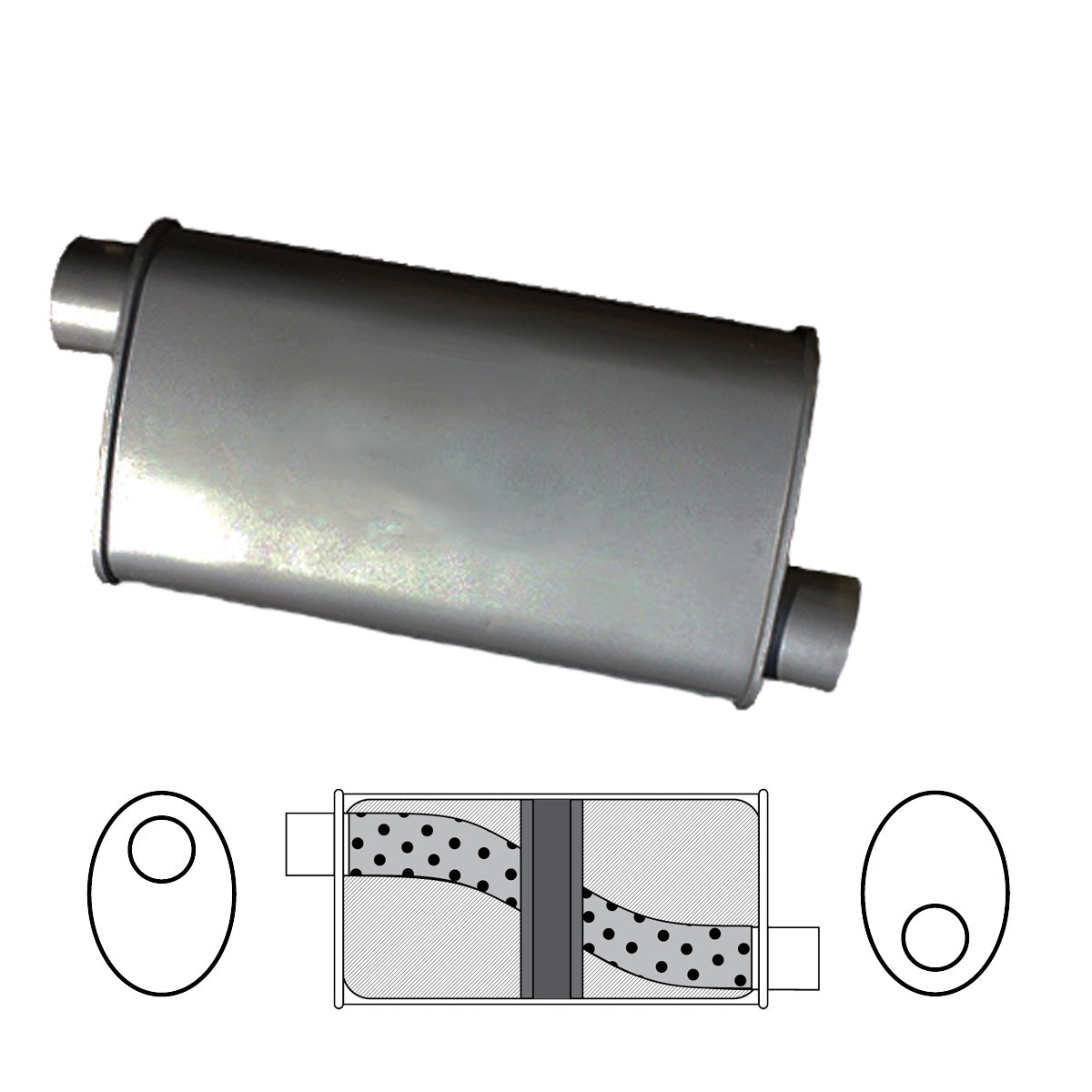 Redback 2 1/4" Chambered Muffler – 14" Offset/Offset | J628GPC