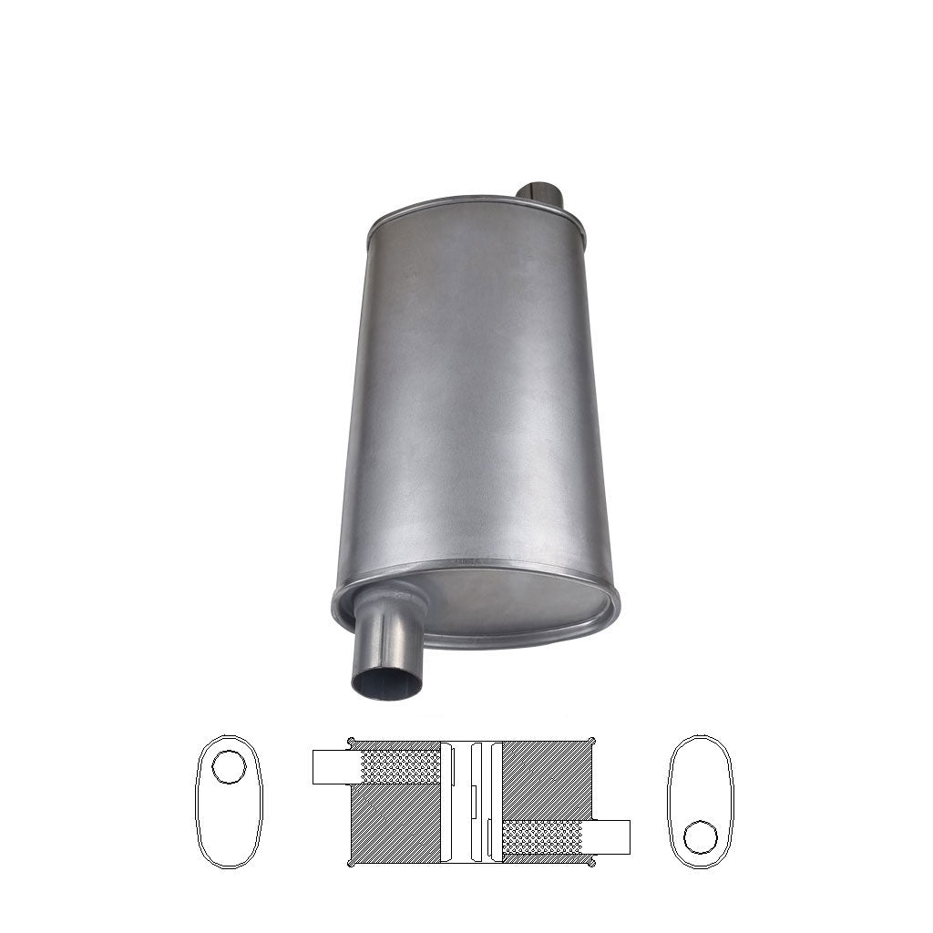 J636GPB — 8" x 4" Offset/Offset Configurations Mufflers | Aluminised | Select Your Size Length and Internal Options
