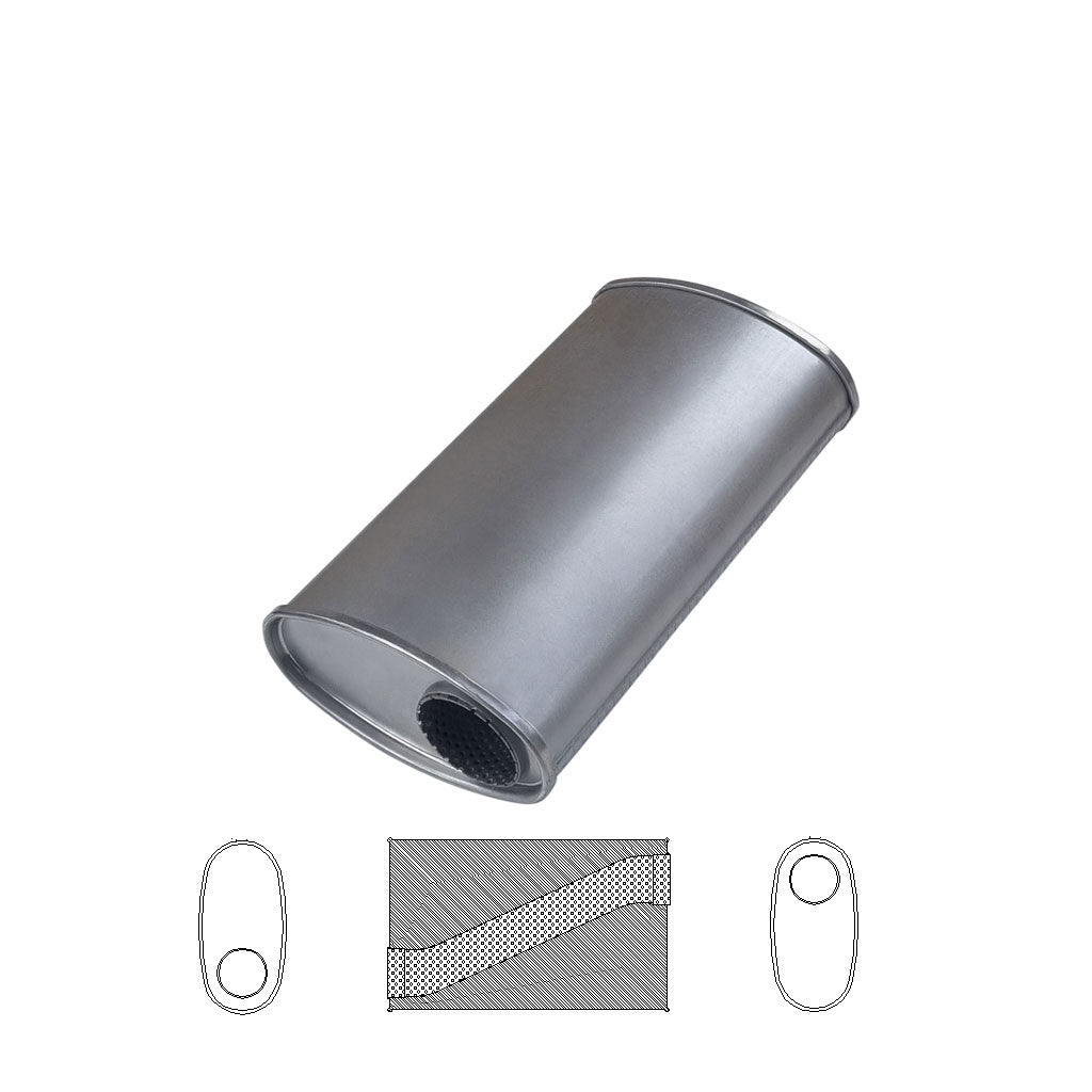 J636MN — 8" x 4" Offset/Offset Configurations Mufflers | Aluminised | Select Your Size Length and Internal Options