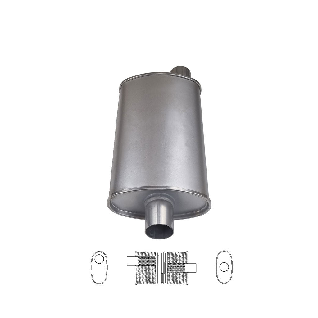 J-Series 2.5 inch oval muffler