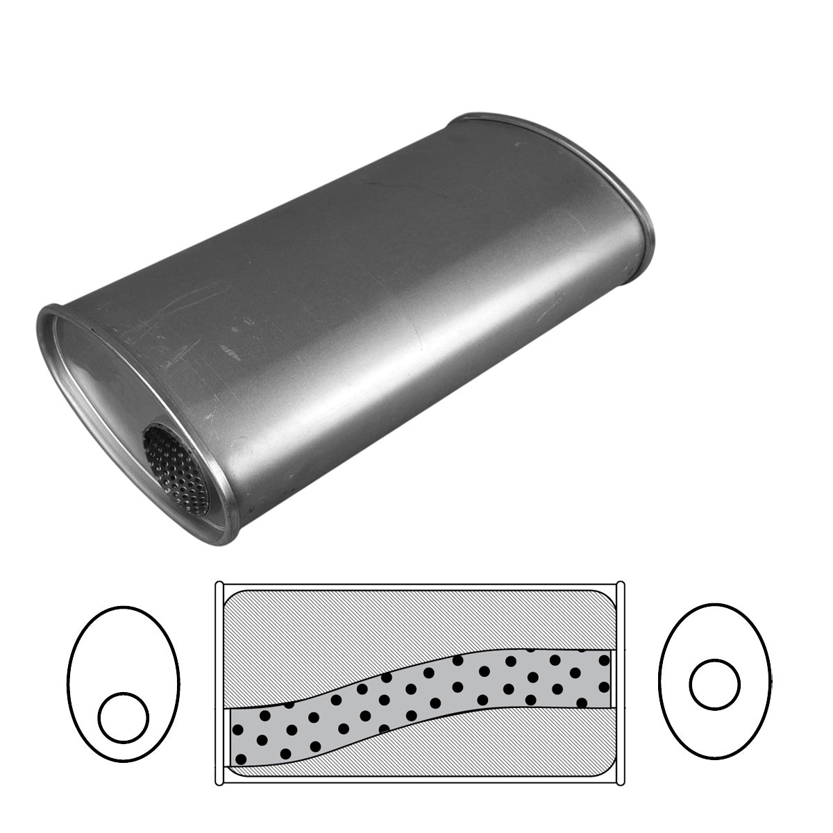 Redback 2 1/2" Megaflow Muffler – 14" Offset/Centre | J727M