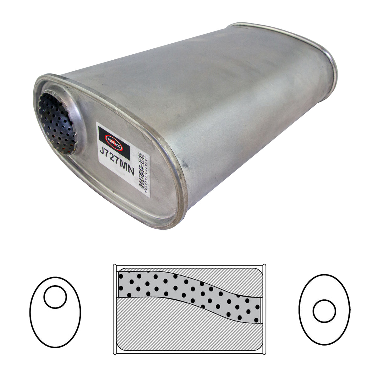 Redback 2 1/2" Megaflow Muffler – 14" Offset/Centre | J727MN