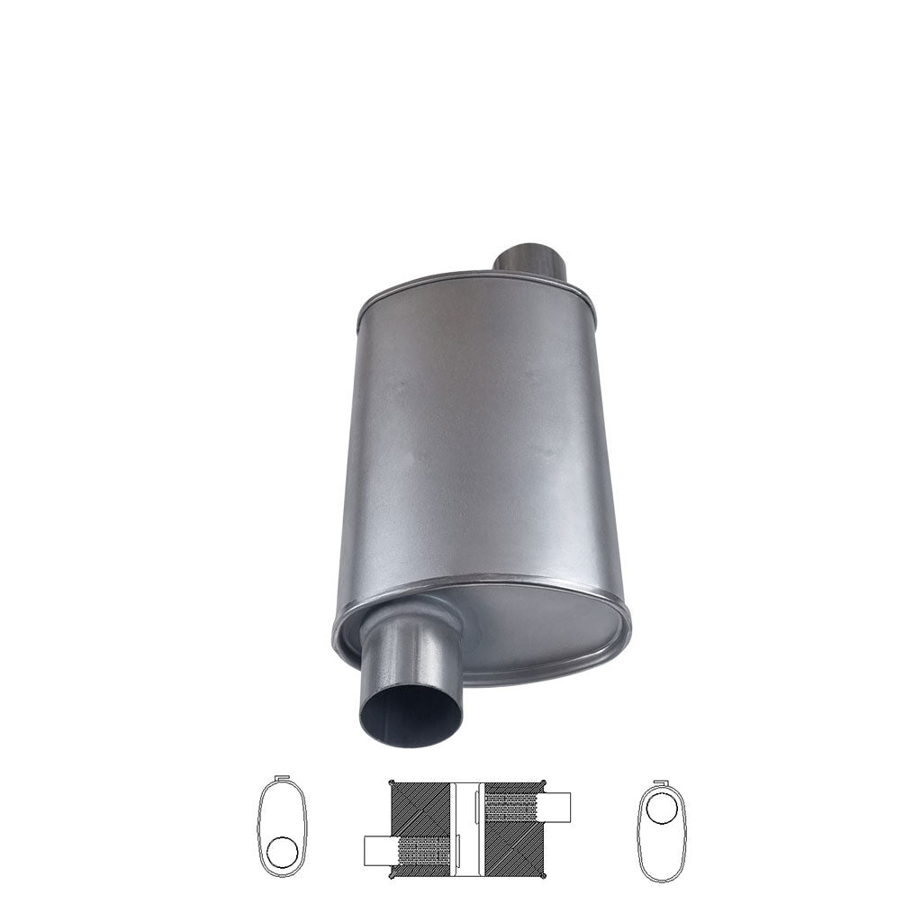 J728GPC — 8" x 4" Offset/Offset Configurations Mufflers | Aluminised | Select Your Size Length and Internal Options