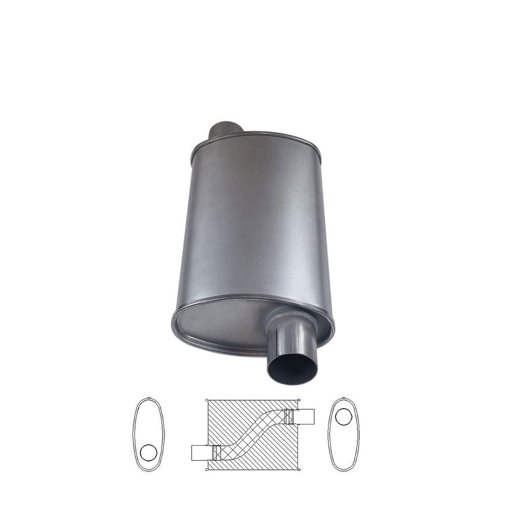 J736M — 8" x 4" Offset/Offset Configurations Mufflers | Aluminised | Select Your Size Length and Internal Options