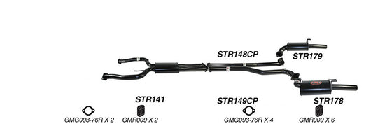 Redback Twin 3-inch Cat-Back Exhaust, Single Outlet Each Side – Commodore VE/VF V8 Ute | K-RPM15778