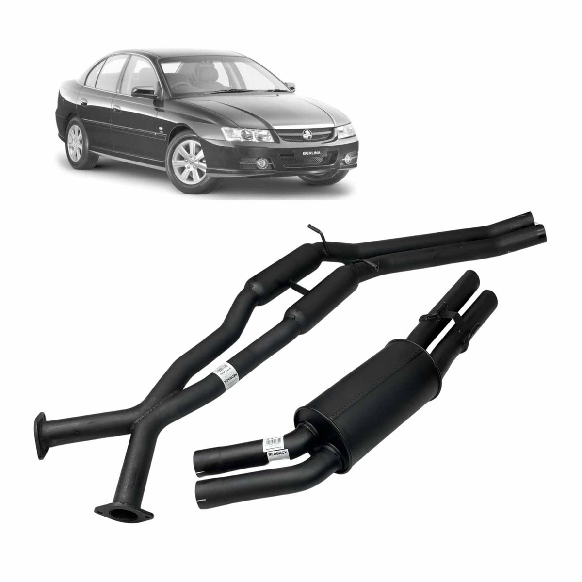 Redback Exhaust for Holden Commodore 5.7L V8 VT VX VY VZ And VZ V6 Or Supercharged Sedans - Cat Back with Hotdogs & Rear Muffler | K-RPM15782