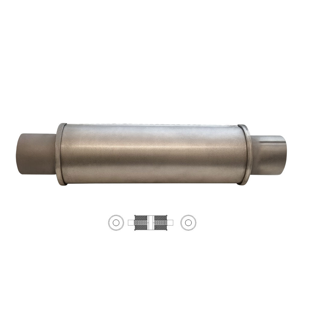 K718GPC — 4" Round Centre/Centre Configurations Universal Mufflers | Aluminised | Select Your Size Length and Internal Options
