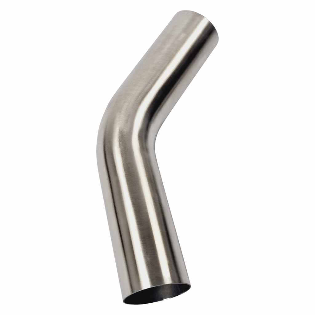 MB25045-304B — 2.5 Inch 45 Degree 1.5D Radius Mandrel Bend Brushed 304 Stainless Steel