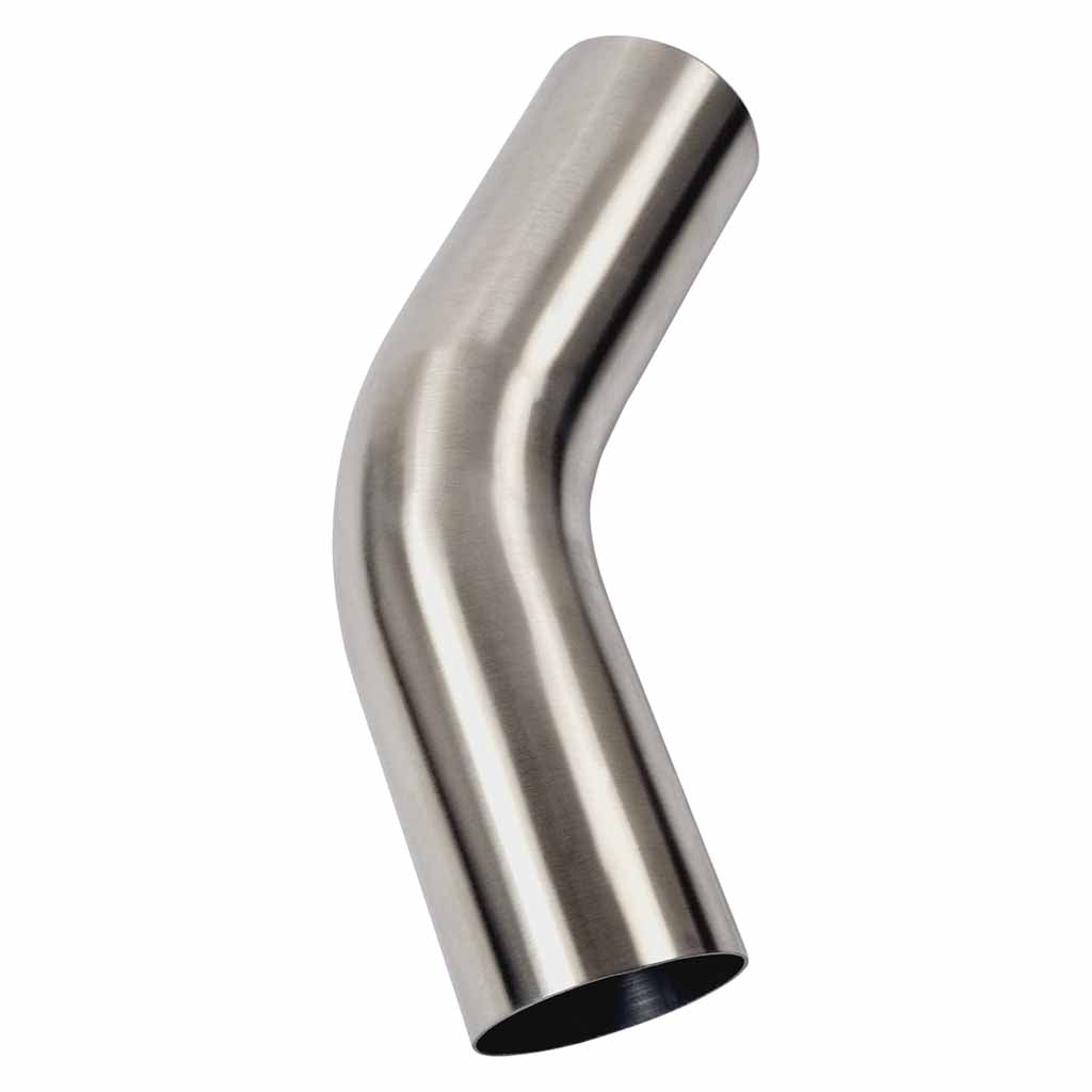 MB35045-304B — 3.5 Inch 45 Degree 1.5D Radius Mandrel Bend Brushed 304 Stainless Steel