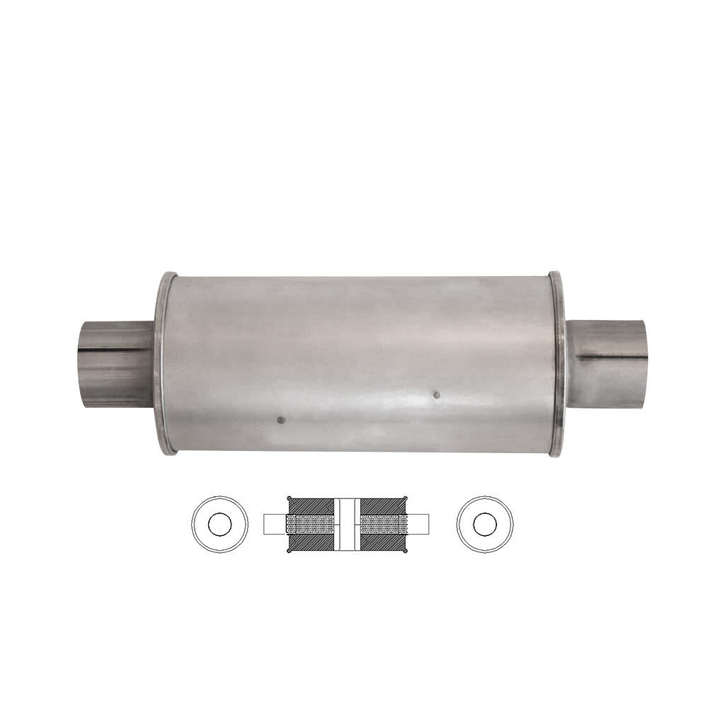 N818GPC — 5" ROUND - 12" LONG C/C 3" GLASS PACKED CHAMBERED