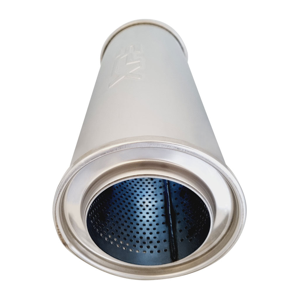 N926MN-304P — 5" Round Centre/Centre Configurations Universal Mufflers | Stainless 304 | Select Your Size Length and Internal Options