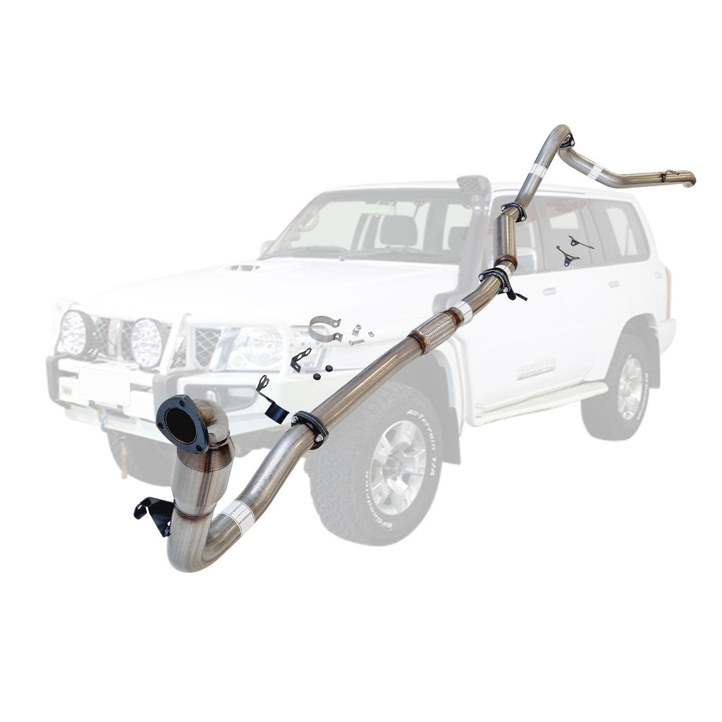 Nissan Patrol Y61 GU 3.0L ZD30 Wagon 2000–2016 3" Turbo-Back Exhaust – Stainless steel – With catalytic converter and hotdog/resonator – NI206-HCSS — NI206-HCSS