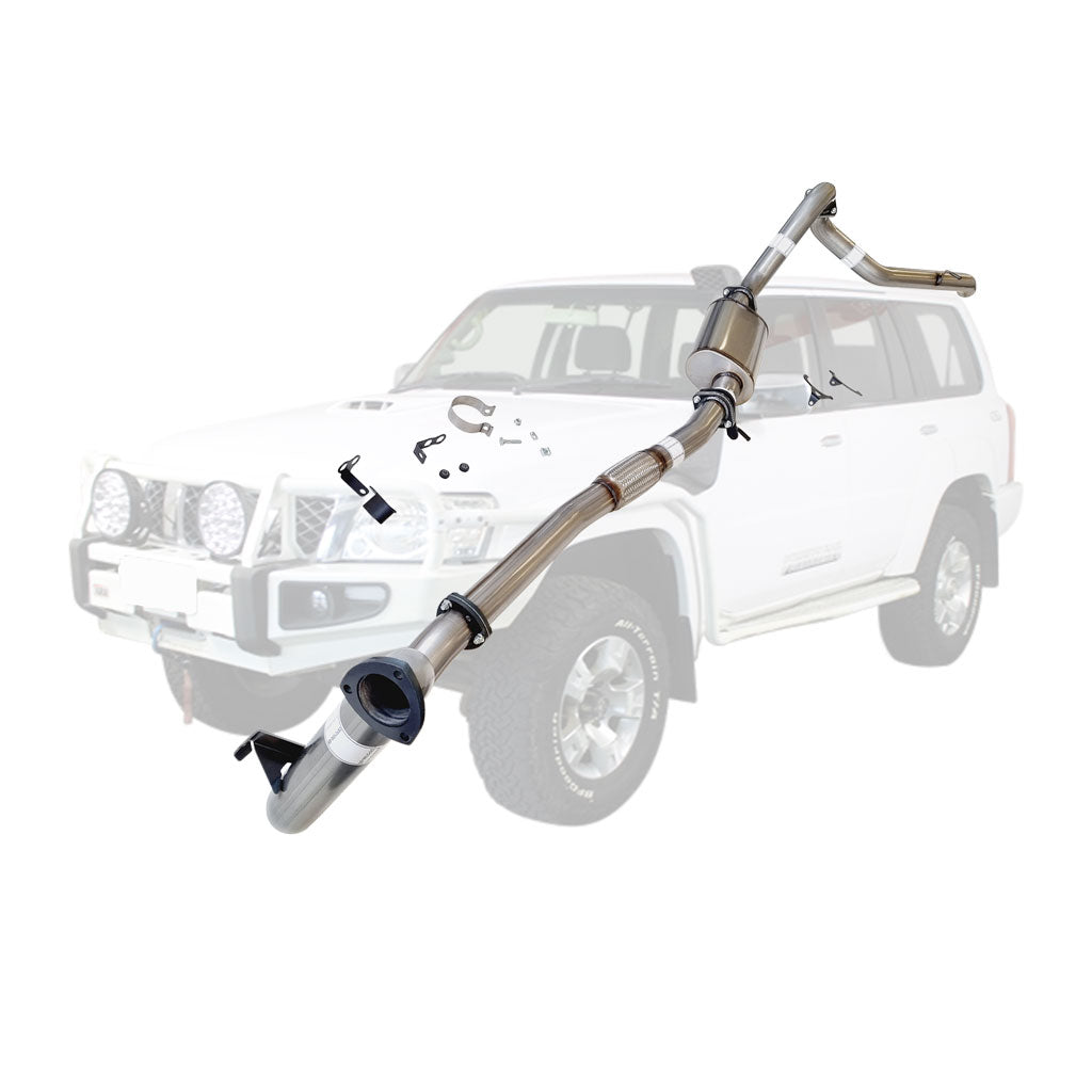 Nissan Patrol Y61 GU 3.0L ZD30 Wagon 2000–2016 3" Turbo-Back Exhaust – Stainless steel – No catalytic converter, with muffler – NI206-MOSS — NI206-MOSS