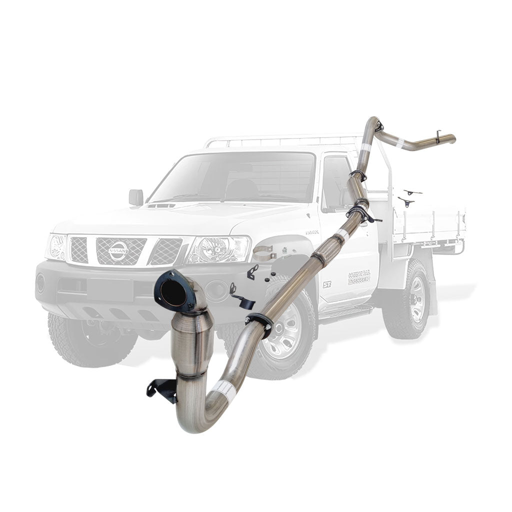 Nissan Patrol Y61 GU 3.0L ZD30 Ute 2000–2016 3" Turbo-Back Exhaust – Stainless steel – With catalytic converter and hotdog/resonator – NI207-HCSS — NI207-HCSS