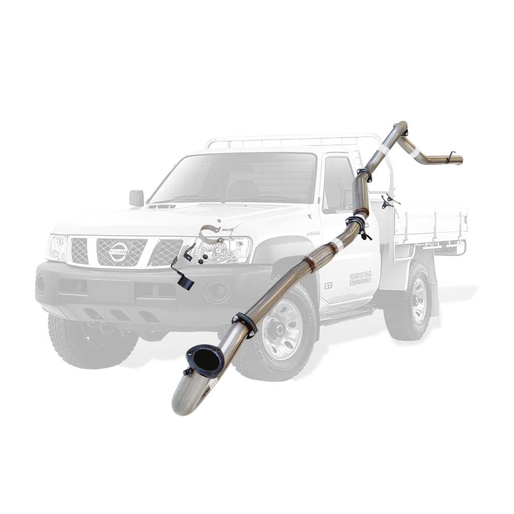 Nissan Patrol Y61 GU TD42 Ute 1996–2006 3" Dump-Pipe-Back Exhaust – Stainless steel – Hotdog/resonator (dump pipe not included) – NI209-HOSS — NI209-HOSS