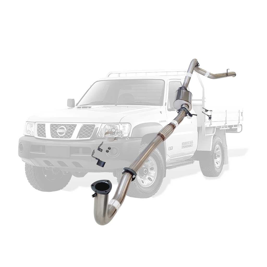 Nissan Patrol Y61 GU TD42 Ute 1996–2006 3" Dump-Pipe-Back Exhaust – Stainless steel – Muffler (dump pipe not included) – NI209-MOSS — NI209-MOSS