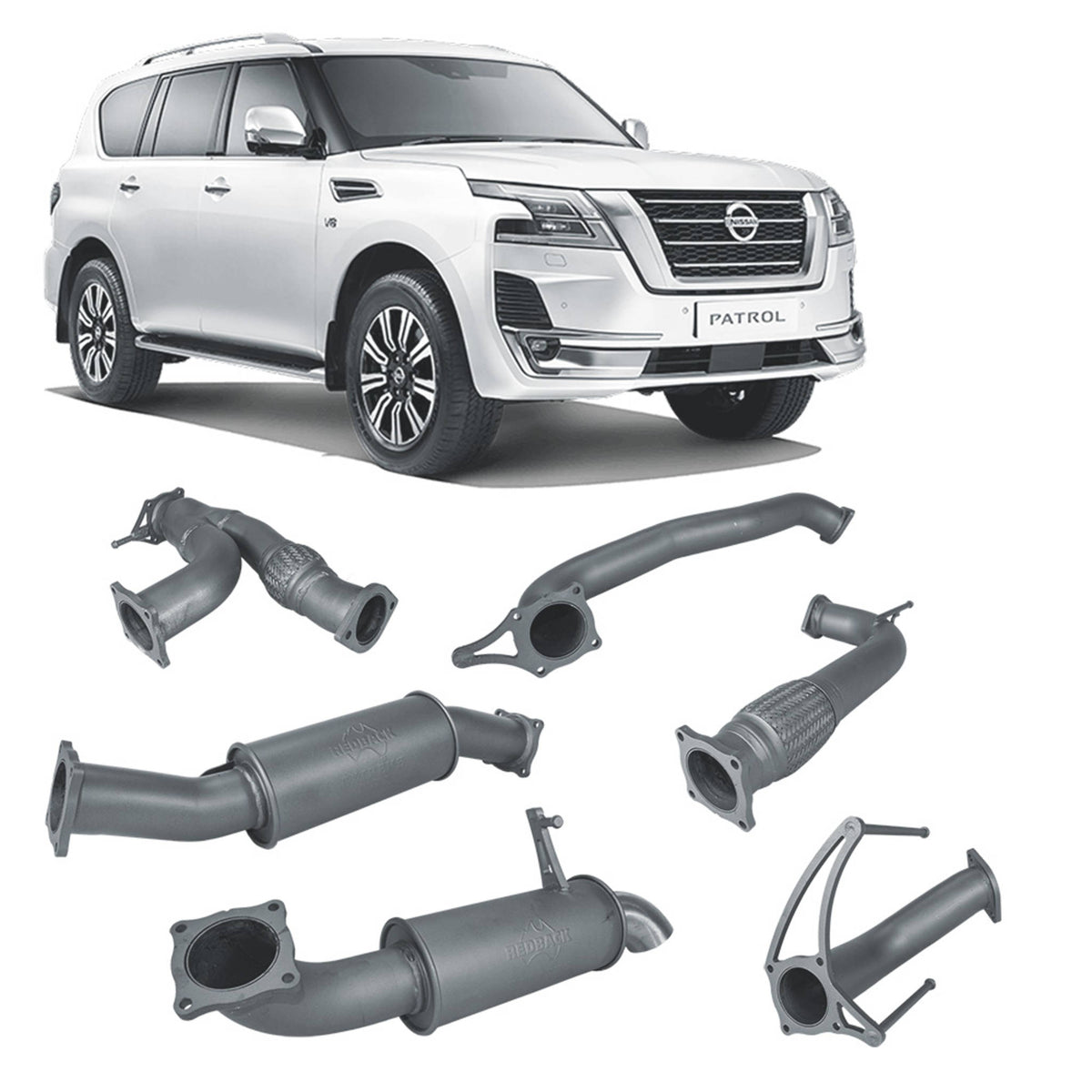 Redback 3-inch Cat-Back, Resonator – Nissan Patrol Y62 | NPX54500-PR