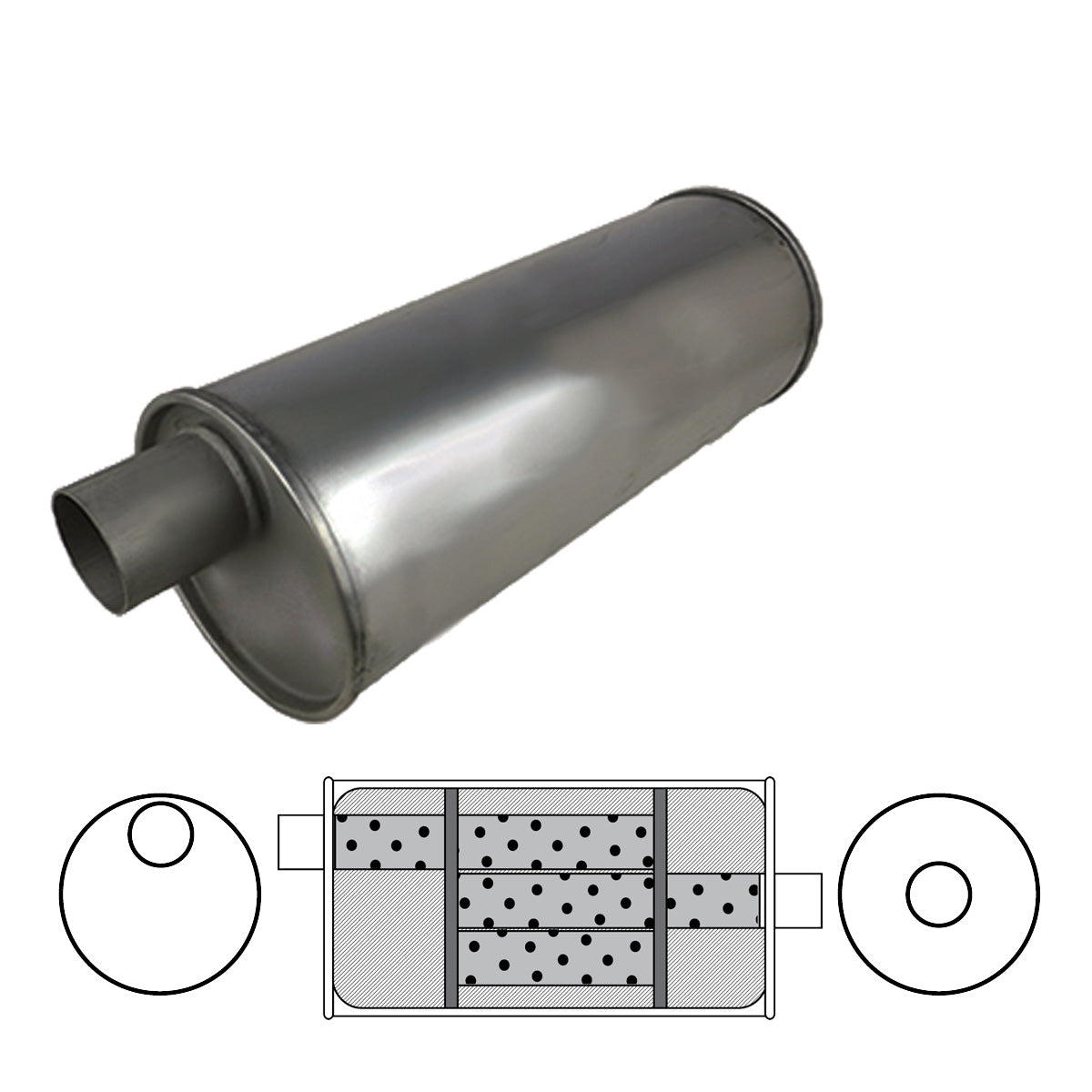 Redback 2" Triflow Muffler – 16" Offset/Centre | O535