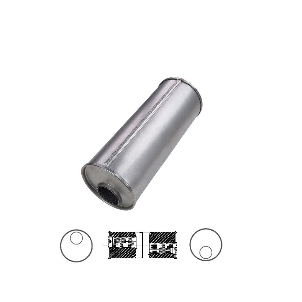 O736GPBN — 6" Round Offset/Offset Configurations Universal Mufflers | Aluminised | Select Your Size Length and Internal Options