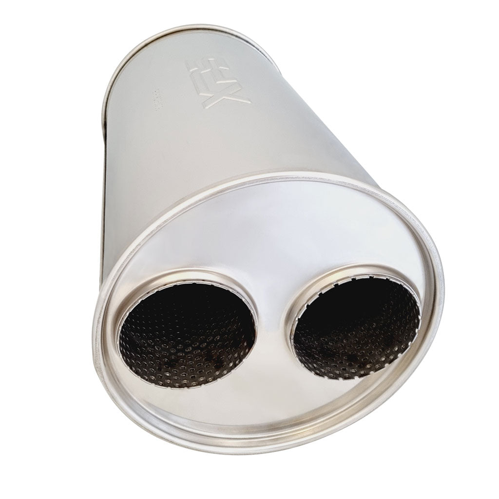 P826GPX-304P — 7" Round Dual/Dual Configurations Mufflers | Stainless 304 | Select Your Size Length and Internal Options