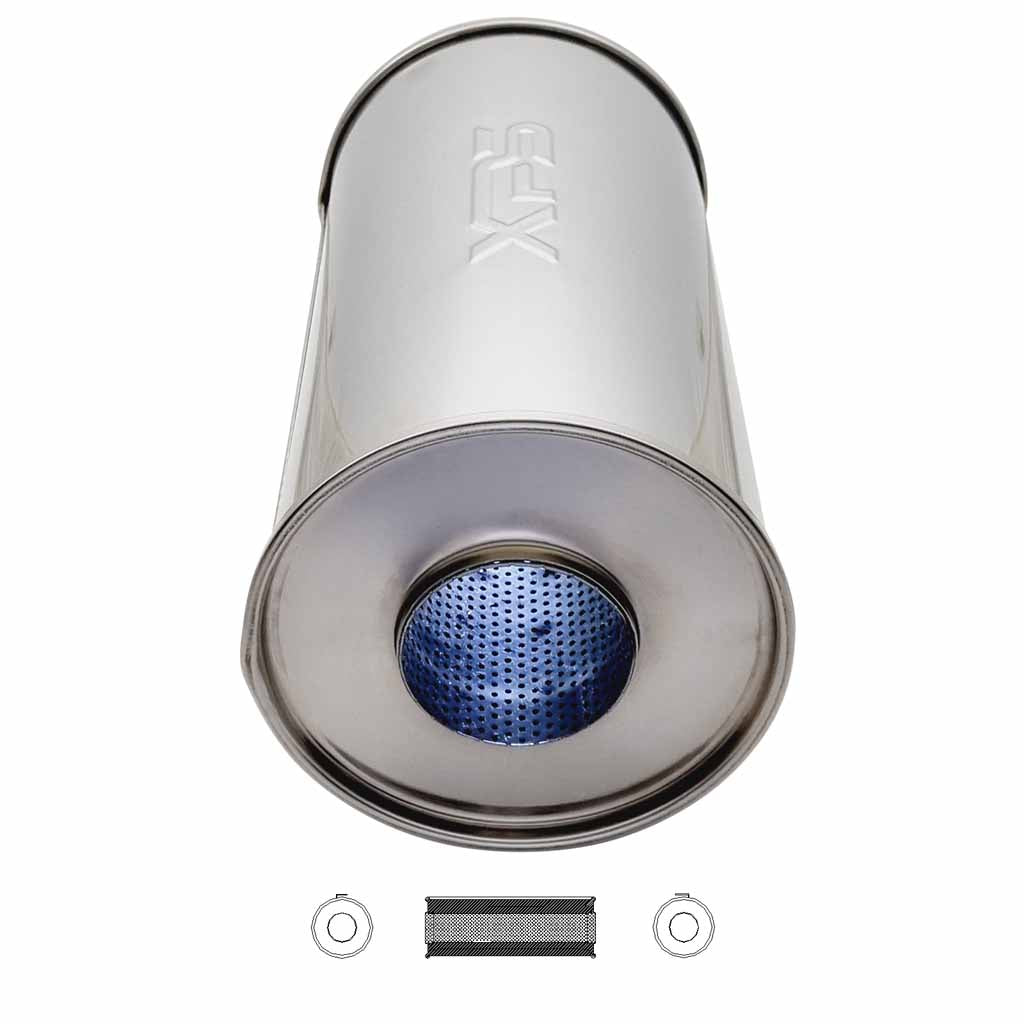P826MN-304P — 7" Round Centre/Centre Configurations Mufflers | Stainless 304 | Select Your Size Length and Internal Options