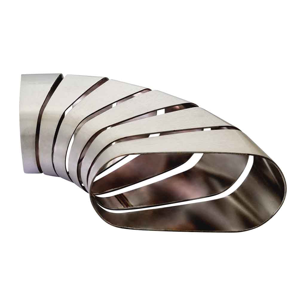 PCB35090-OH — 3.5" (50*110) Horizontal Oval Pie Cuts SS304 Brushed 15° 90