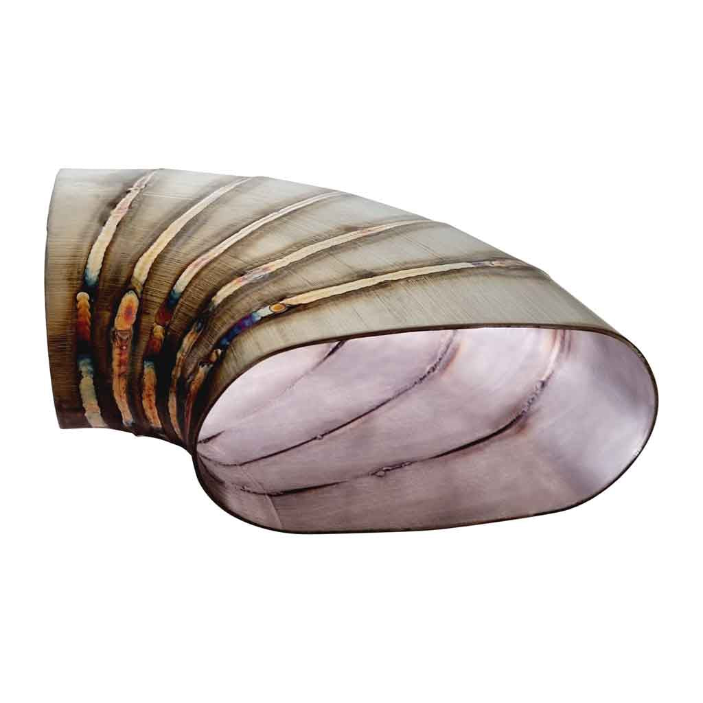 PCB40090-WH — 4" (63*125) Welded Horizontal Pie Cuts SS304 Brushed 15° 90