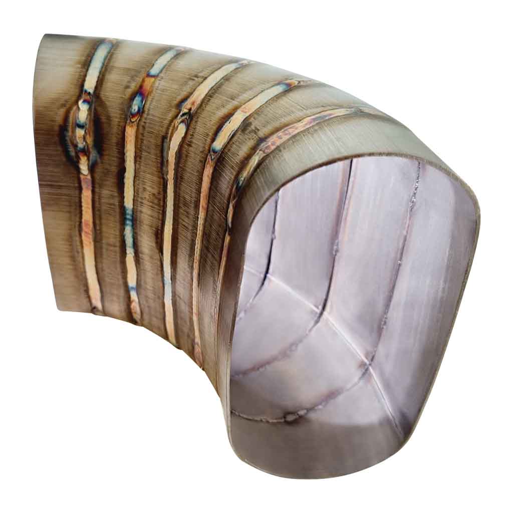 PCB40090-WV — 4" (63*125) Welded Vertical Pie Cuts SS304 Brushed 15° 90