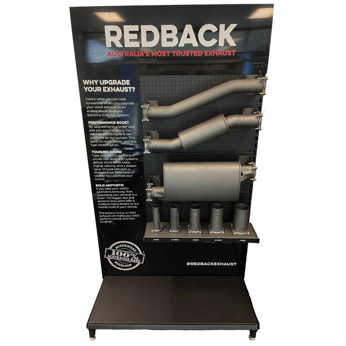 Redback Extreme Duty Exhaust Display Rack – 2000 × 1250 × 450mm | RXDRACK